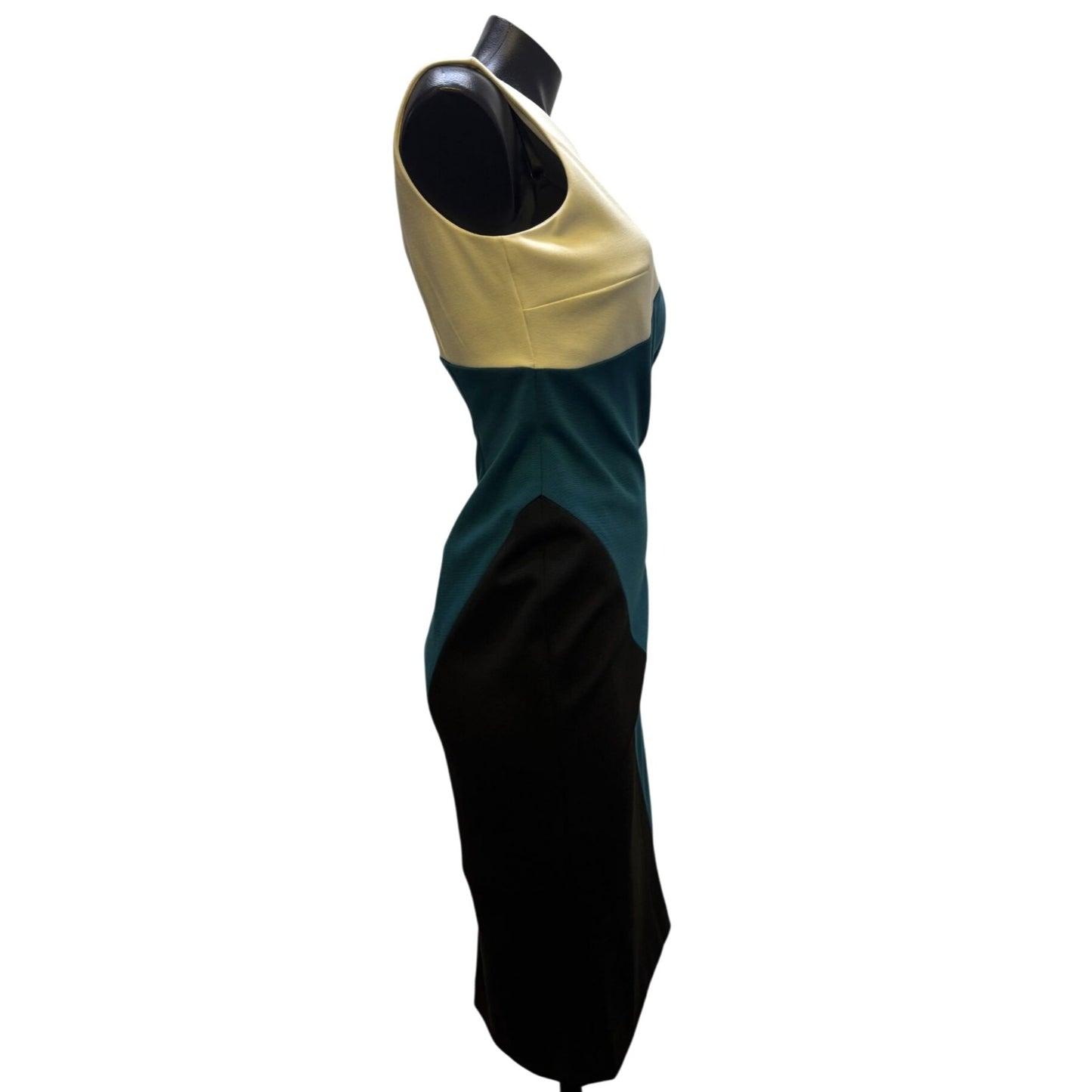 NWT Calvin Klein Colorblock Dress Teal/Black/White Size 4