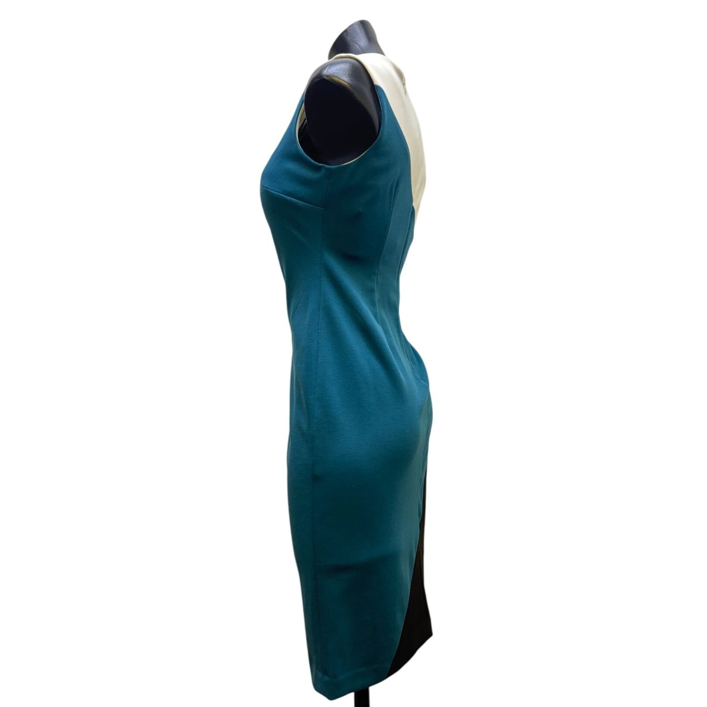 NWT Calvin Klein Colorblock Dress Teal/Black/White Size 4