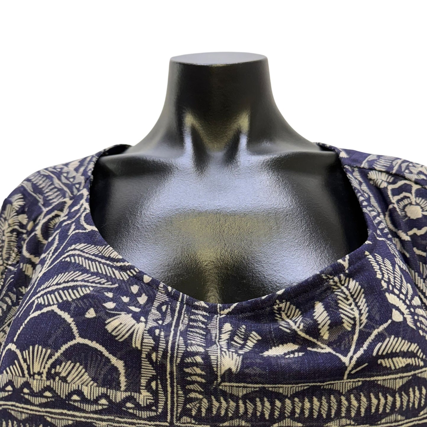 Johnny Was Blue & Cream Floral Tunic Blouse Long Sleeve 3X