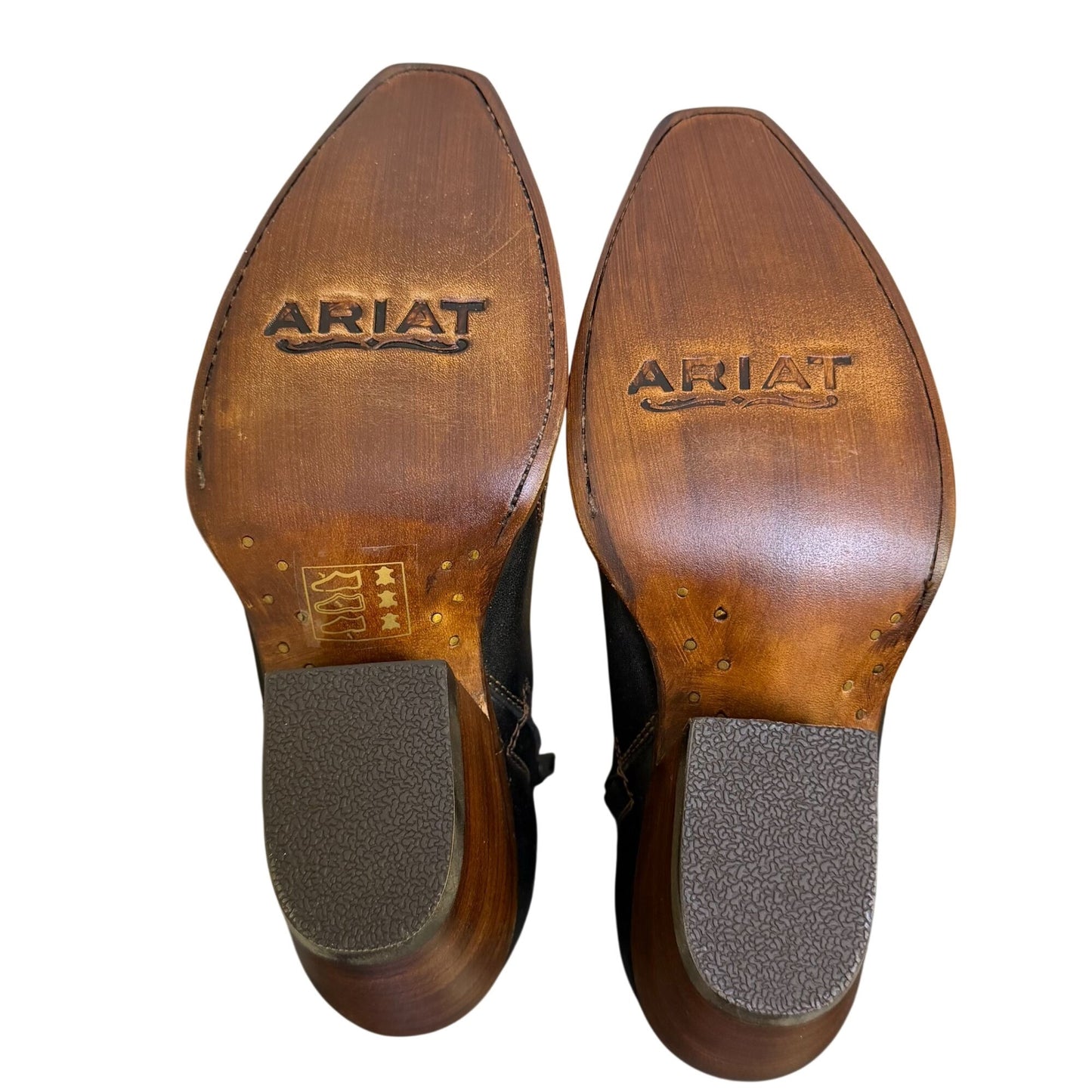 Ariat Black Western Leather Ankle Boots With Embroidered Details Size 7.5