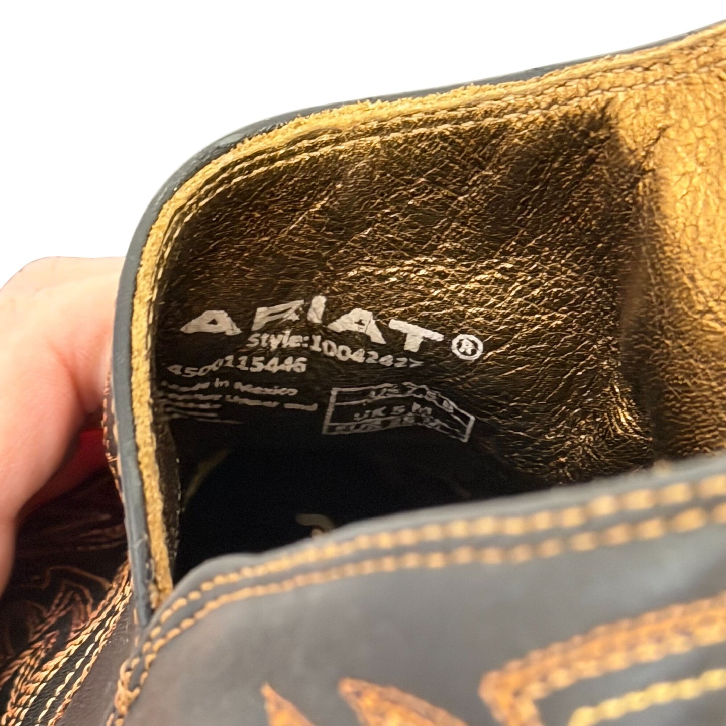 Ariat Black Western Leather Ankle Boots With Embroidered Details Size 7.5
