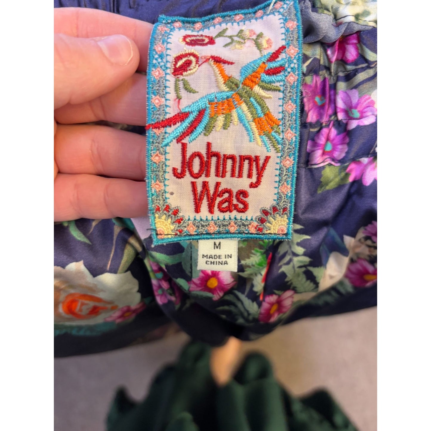 Johnny Was Floral Print Purple Satin Pants M