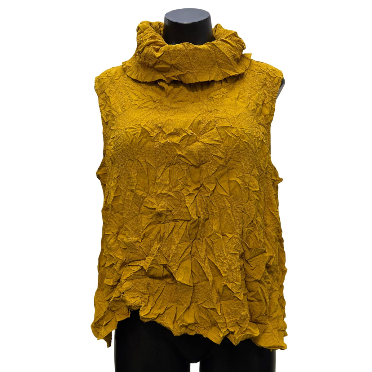 Chalet Et Ceci Yellow Crinkle Blouse With Cowl Neck M
