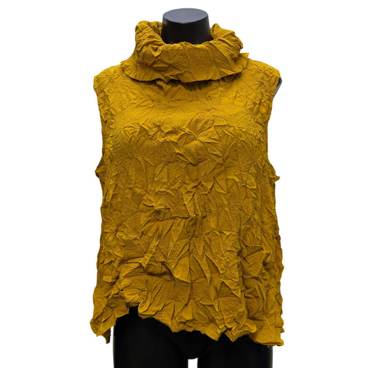 Chalet Et Ceci Yellow Crinkle Blouse With Cowl Neck M