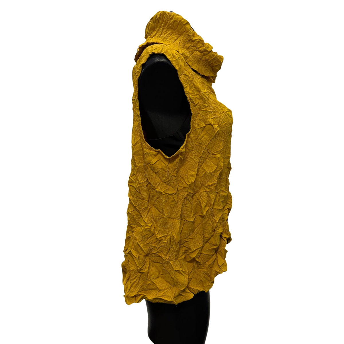 Chalet Et Ceci Yellow Crinkle Blouse With Cowl Neck M