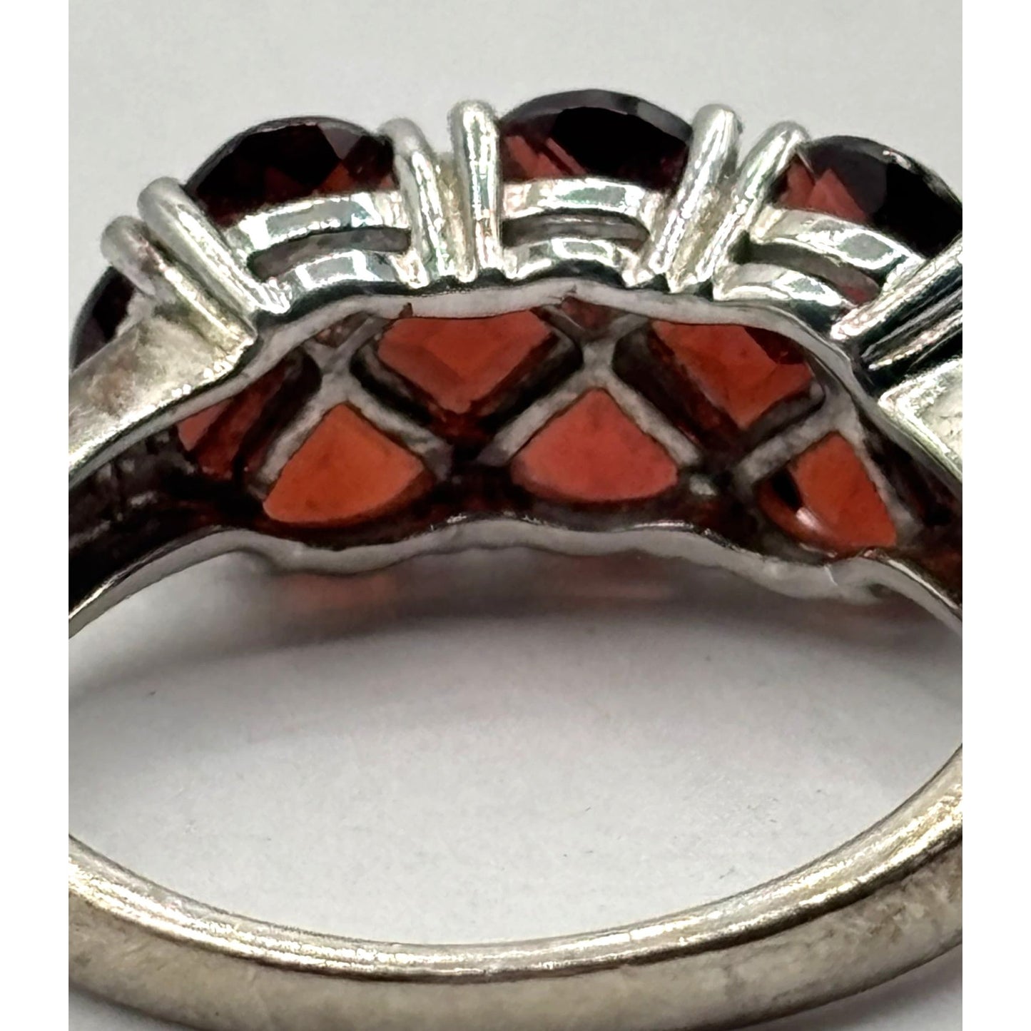 Sterling Silver 925 Ring Size 9 With Red Stones