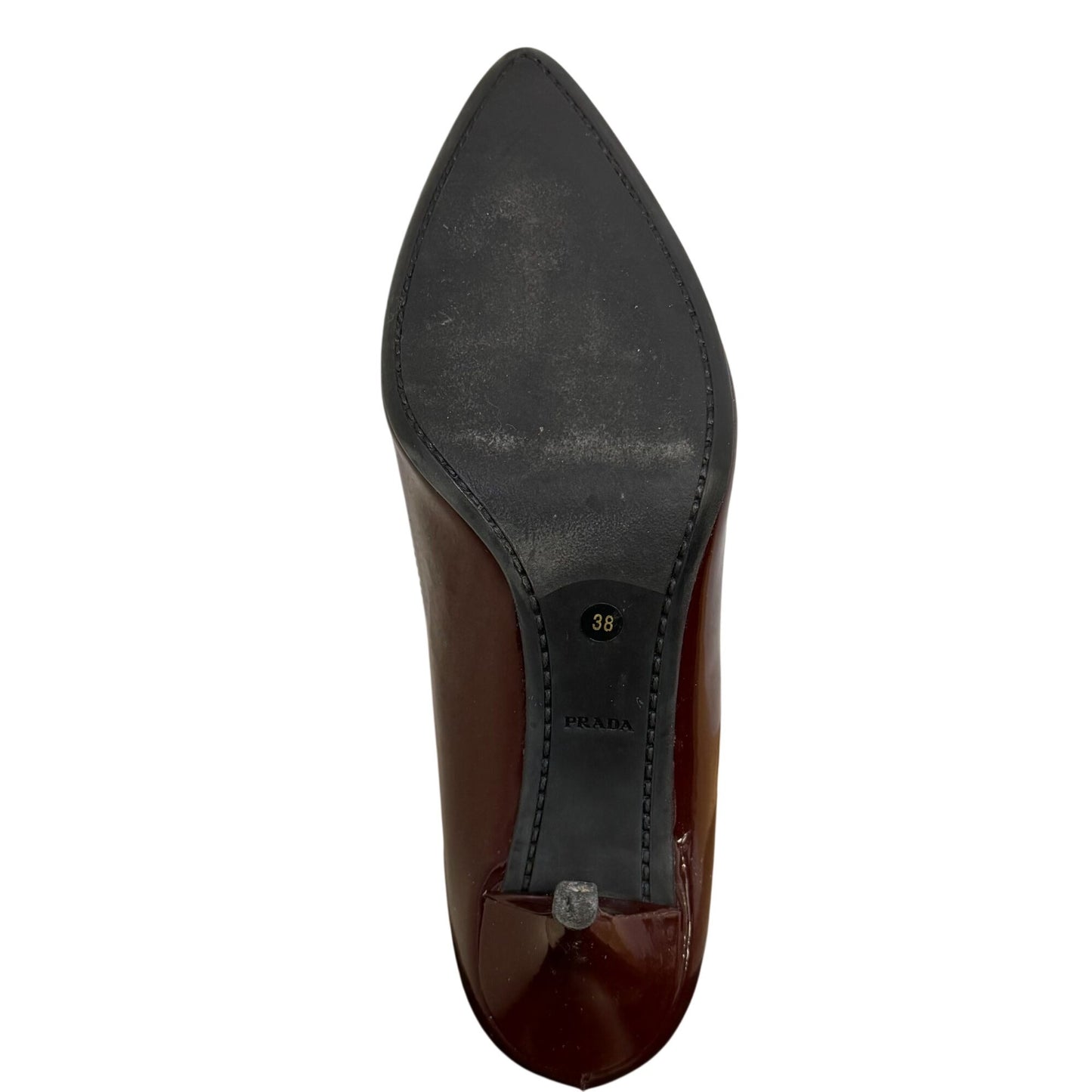 Prada Patent Leather Heels Wine Bow Detail Size 8