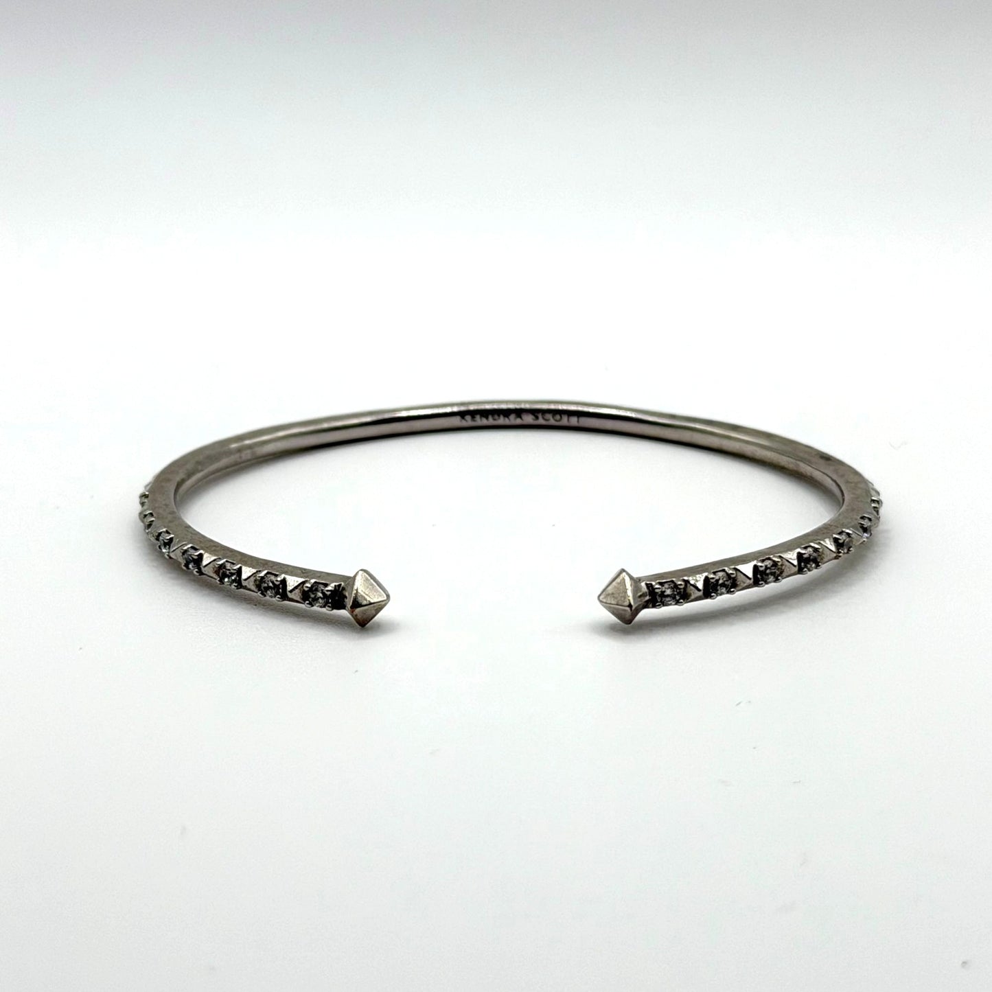 Kendra Scott Silver Plated Open Cuff Bracelet With Crystals Minimalist Design