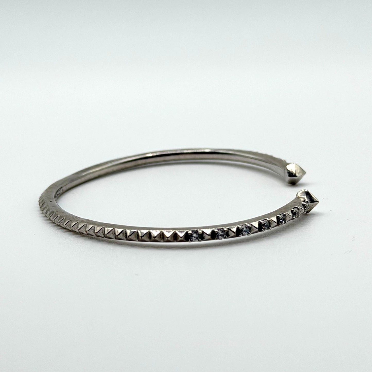 Kendra Scott Silver Plated Open Cuff Bracelet With Crystals Minimalist Design
