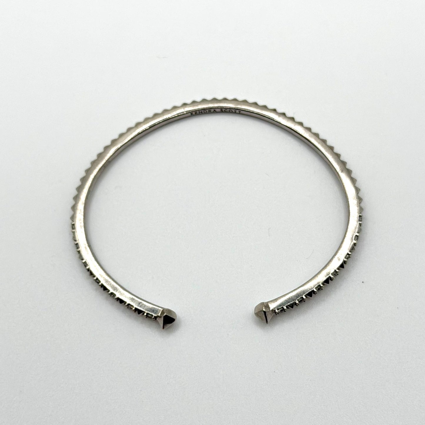 Kendra Scott Silver Plated Open Cuff Bracelet With Crystals Minimalist Design