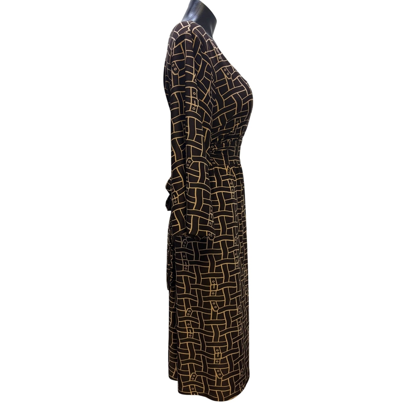 NWT Vertigo Paris Brown Tan Geometric Print Dress XL