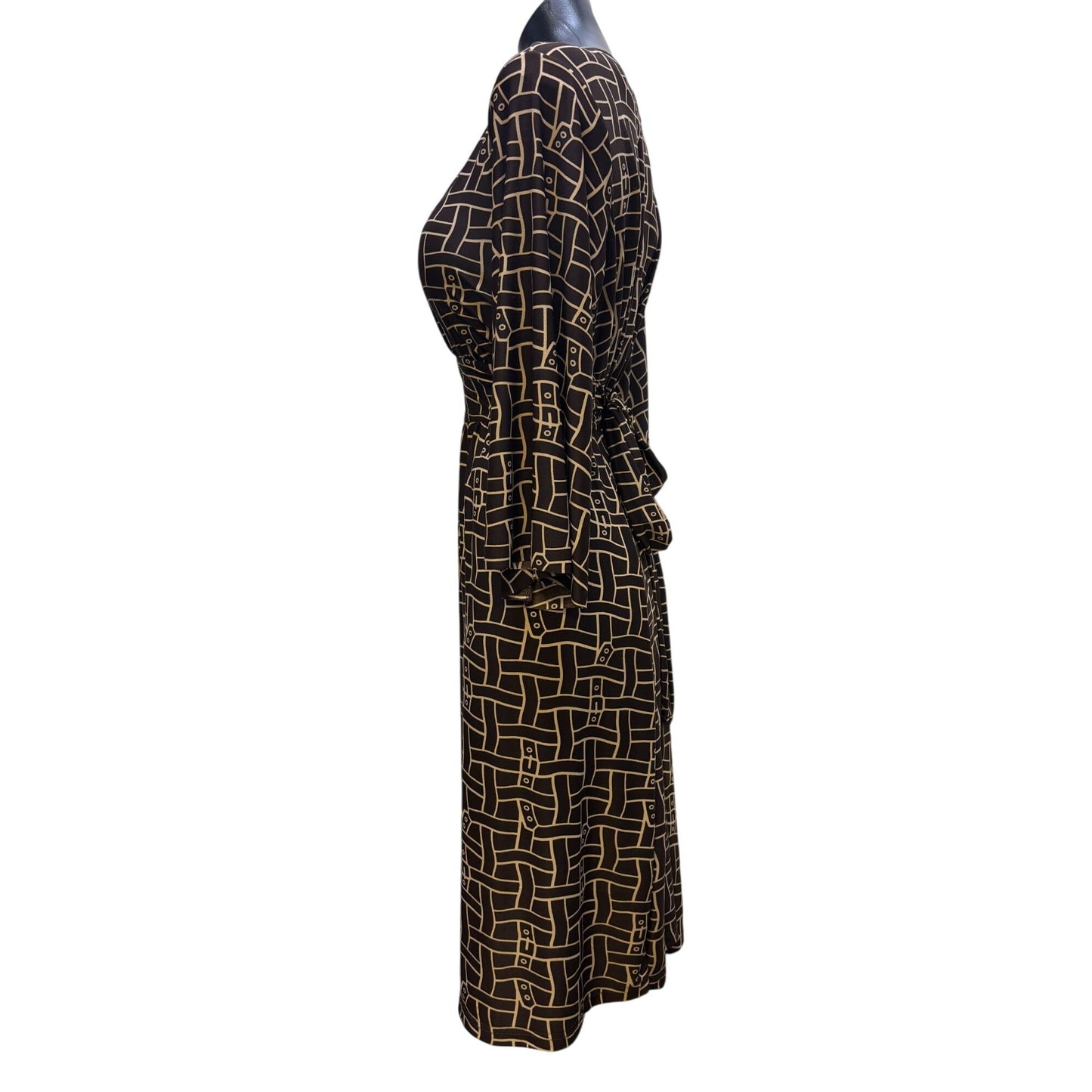 NWT Vertigo Paris Brown Tan Geometric Print Dress XL