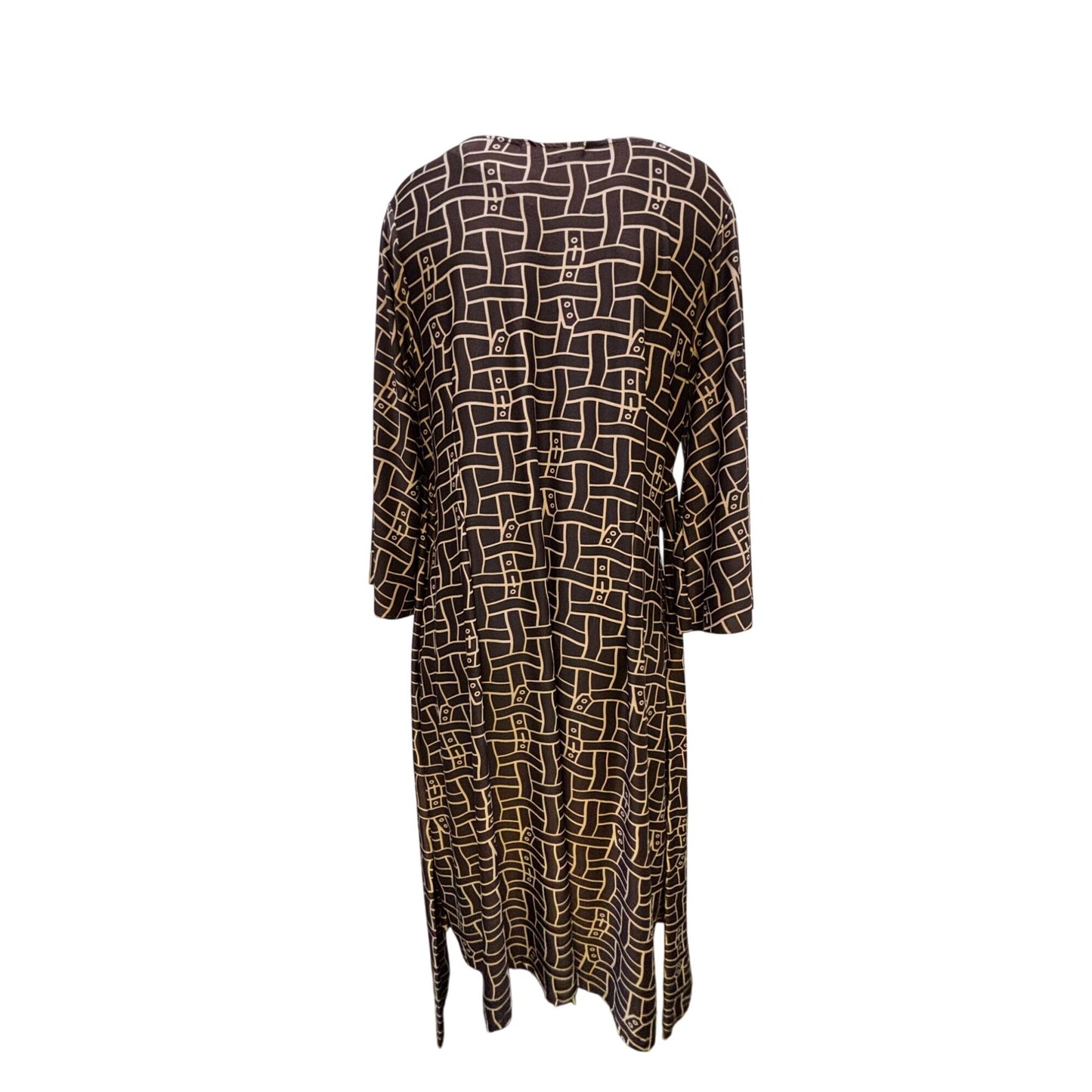 NWT Vertigo Paris Brown Tan Geometric Print Dress XL