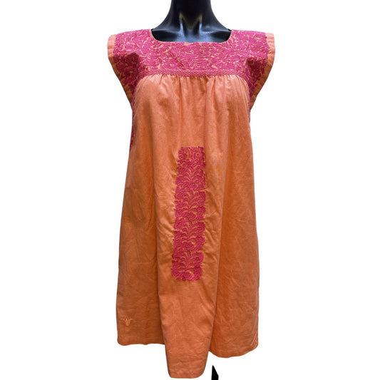 NWT J. Marie Orange & Pink Embroidered Sleeveless Cotton Dress Size XS