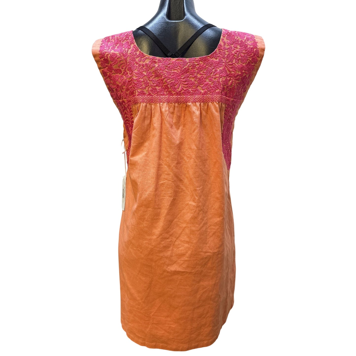 NWT J. Marie Orange & Pink Embroidered Sleeveless Cotton Dress Size XS