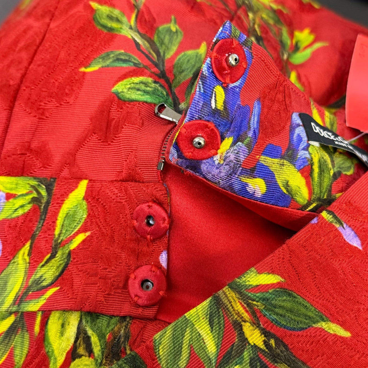Dolce & Gabbana Red Floral Wisteria Jacquard Pencil Skirt Size 40