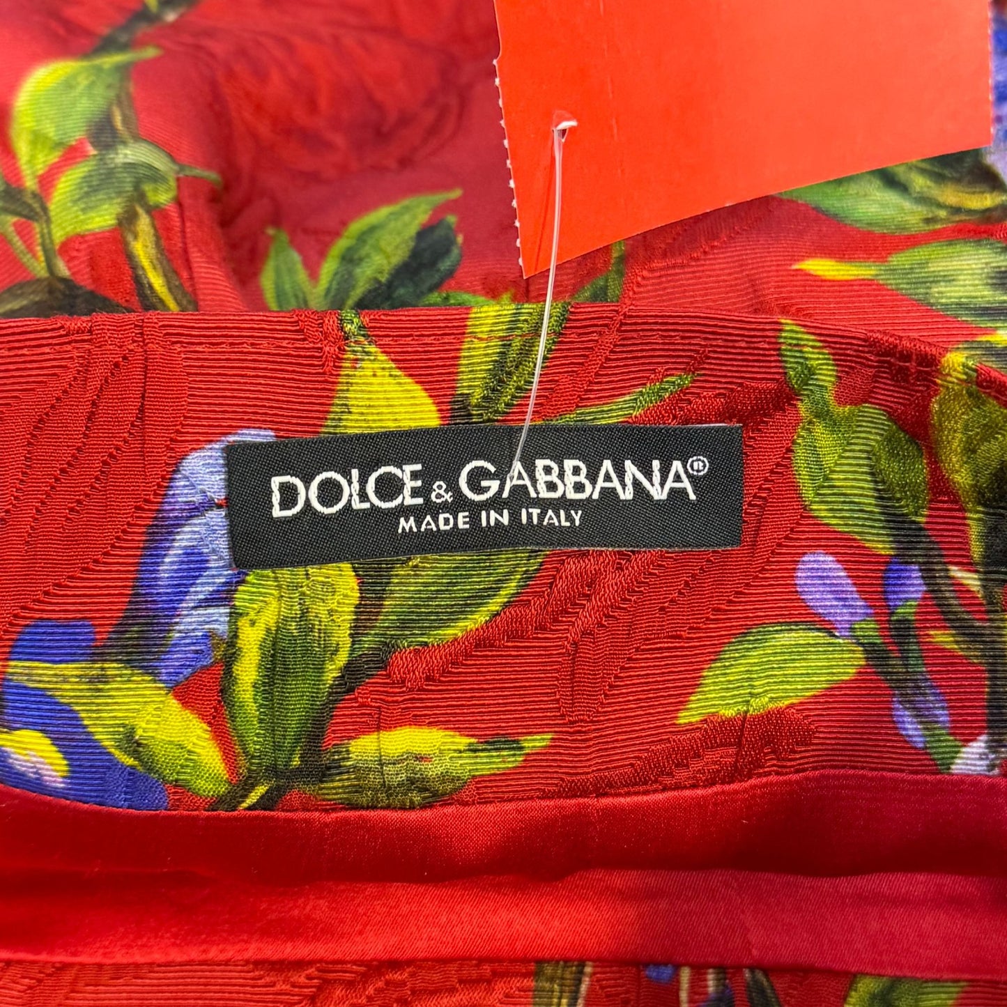 Dolce & Gabbana Red Floral Wisteria Jacquard Pencil Skirt Size 40