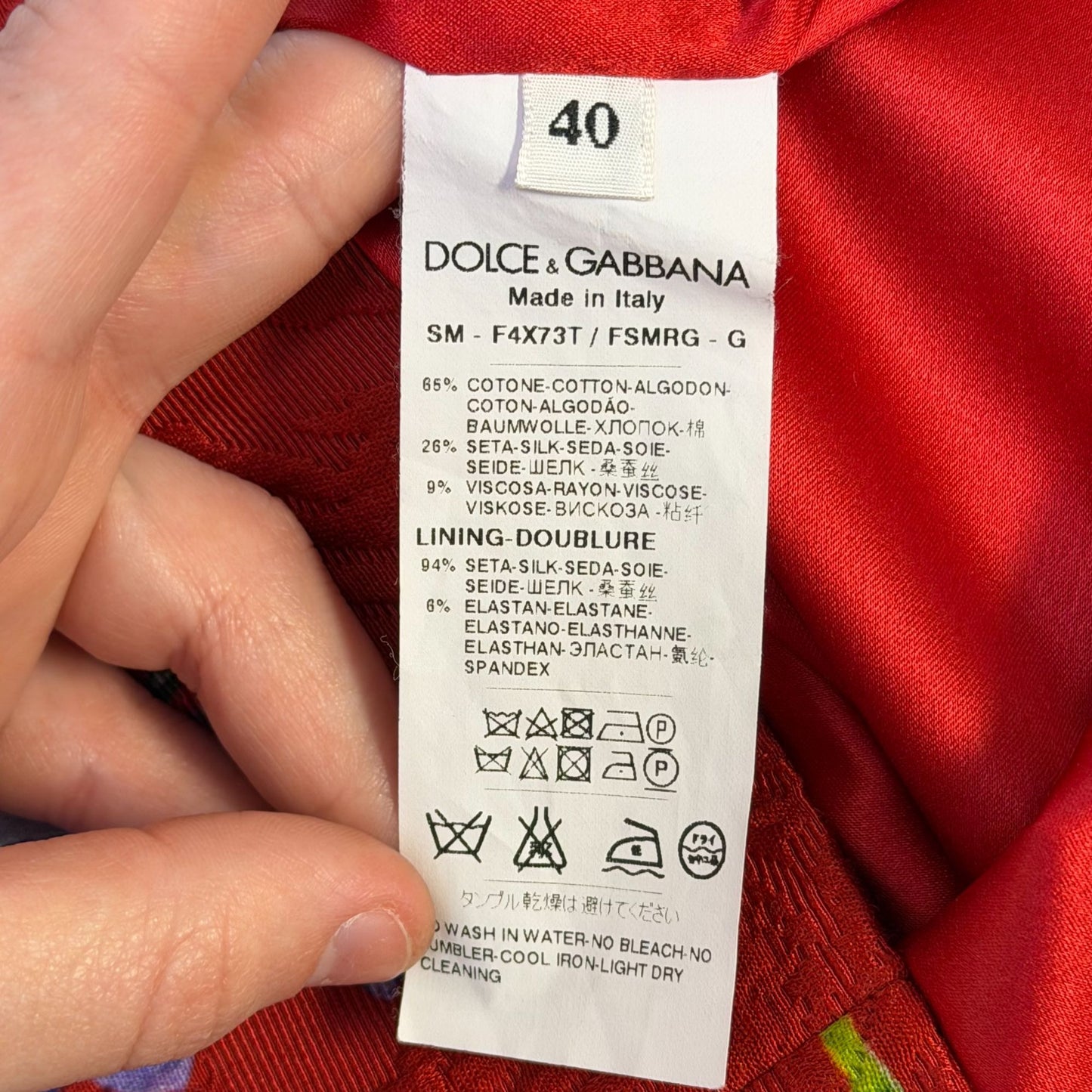 Dolce & Gabbana Red Floral Wisteria Jacquard Pencil Skirt Size 40