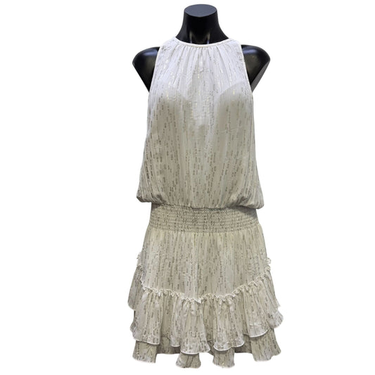 Ramy Brook White Sleeveless Mini Dress With Smocked Waist L