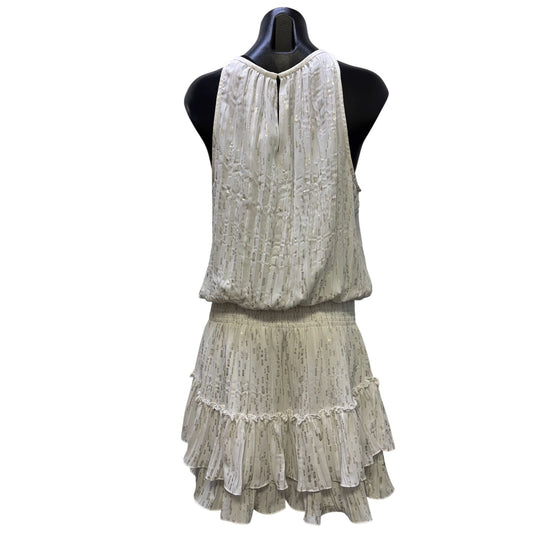 Ramy Brook White Sleeveless Mini Dress With Smocked Waist L