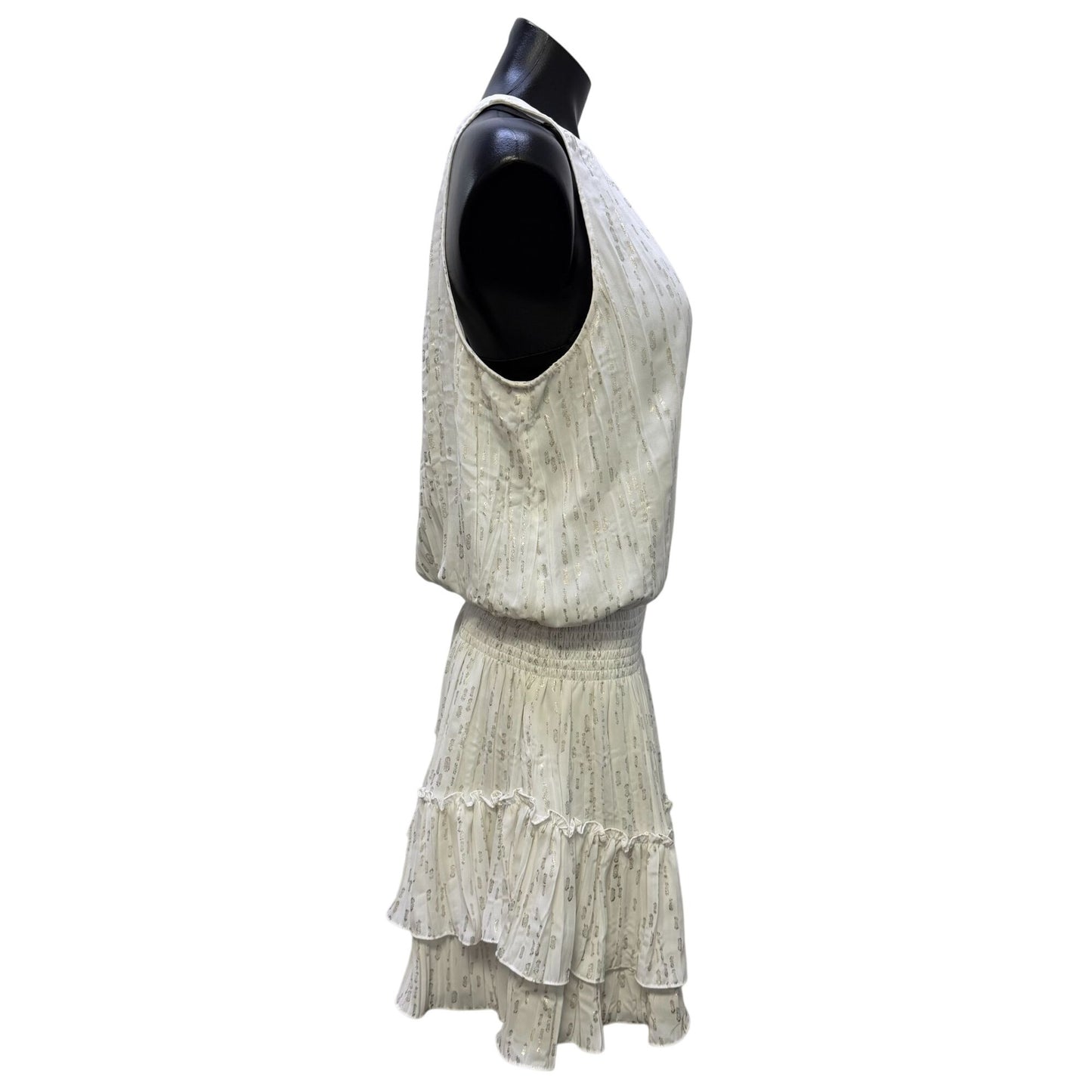 Ramy Brook White Sleeveless Mini Dress With Smocked Waist L