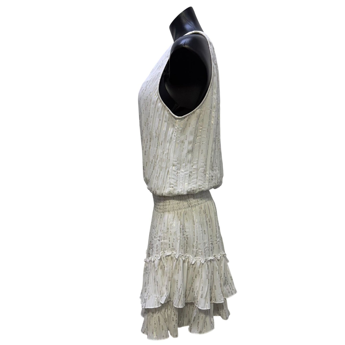 Ramy Brook White Sleeveless Mini Dress With Smocked Waist L