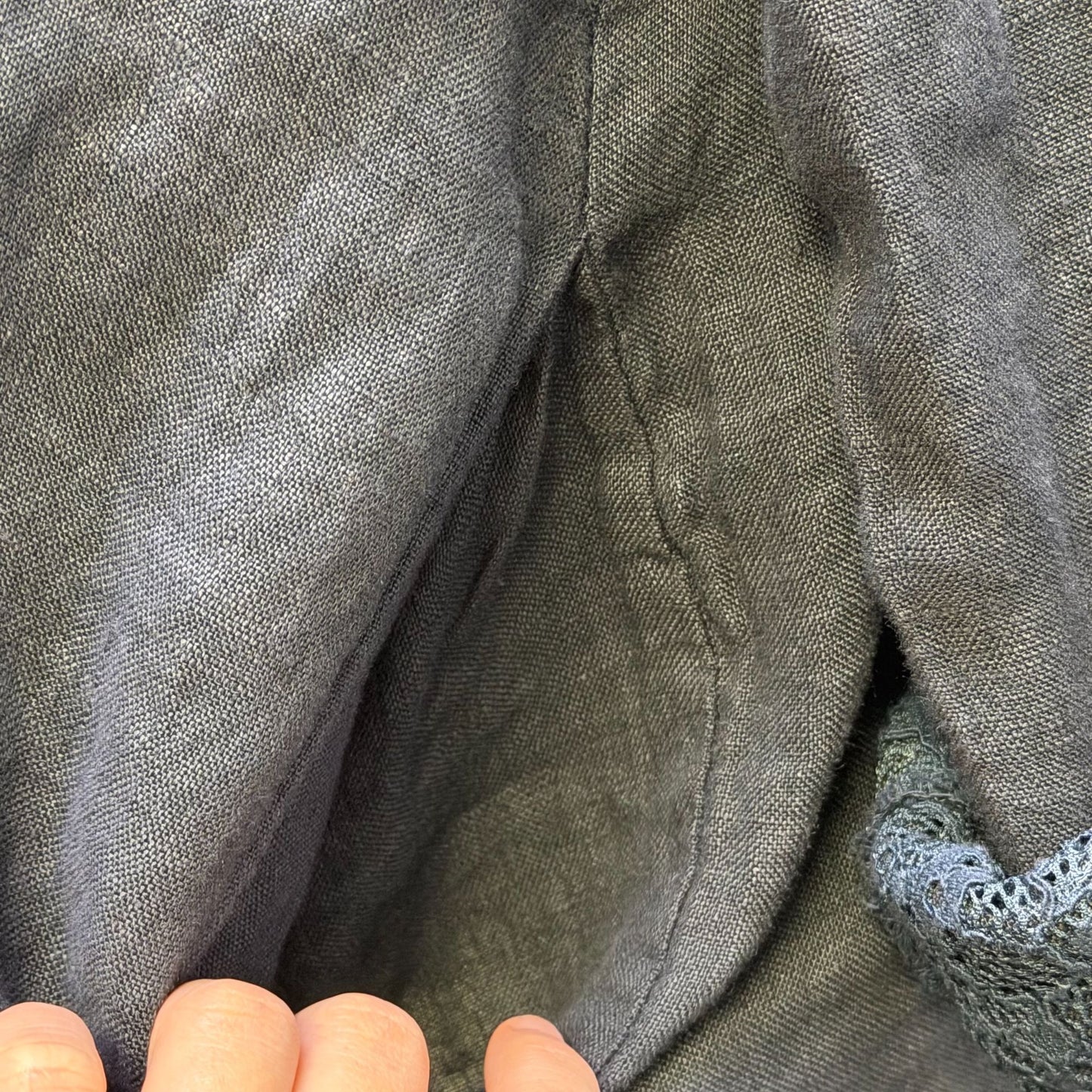 Tempo Paris Linen Lace Hooded Jacket Zip-Front Navy Blue M