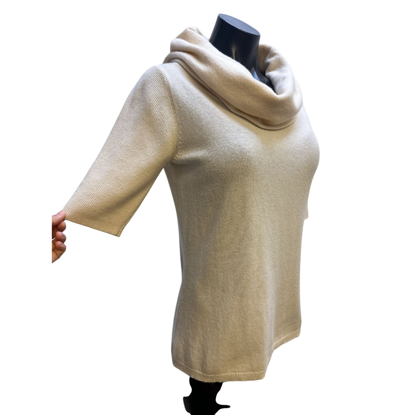 Per Se By Carlisle Cream Cowl Neck Sweater w/Half Sleeves Size S