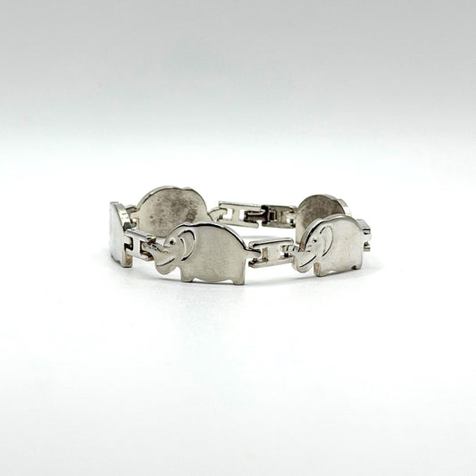 Vintage 925 Sterling Silver Elephant Parade Link Bracelet