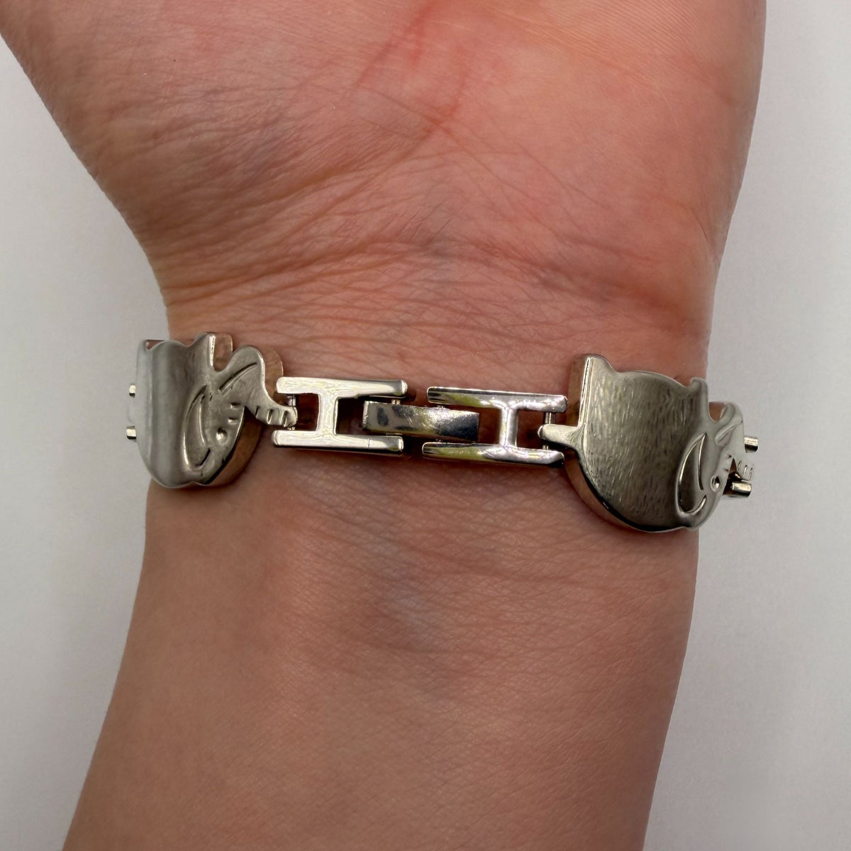 Vintage 925 Sterling Silver Elephant Parade Link Bracelet