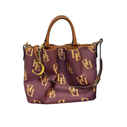 Dooney & Bourke Monogram Burgundy Leather Shoulder Bag With Adjustable Strap