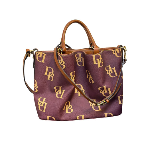 Dooney & Bourke Monogram Burgundy Leather Shoulder Bag With Adjustable Strap