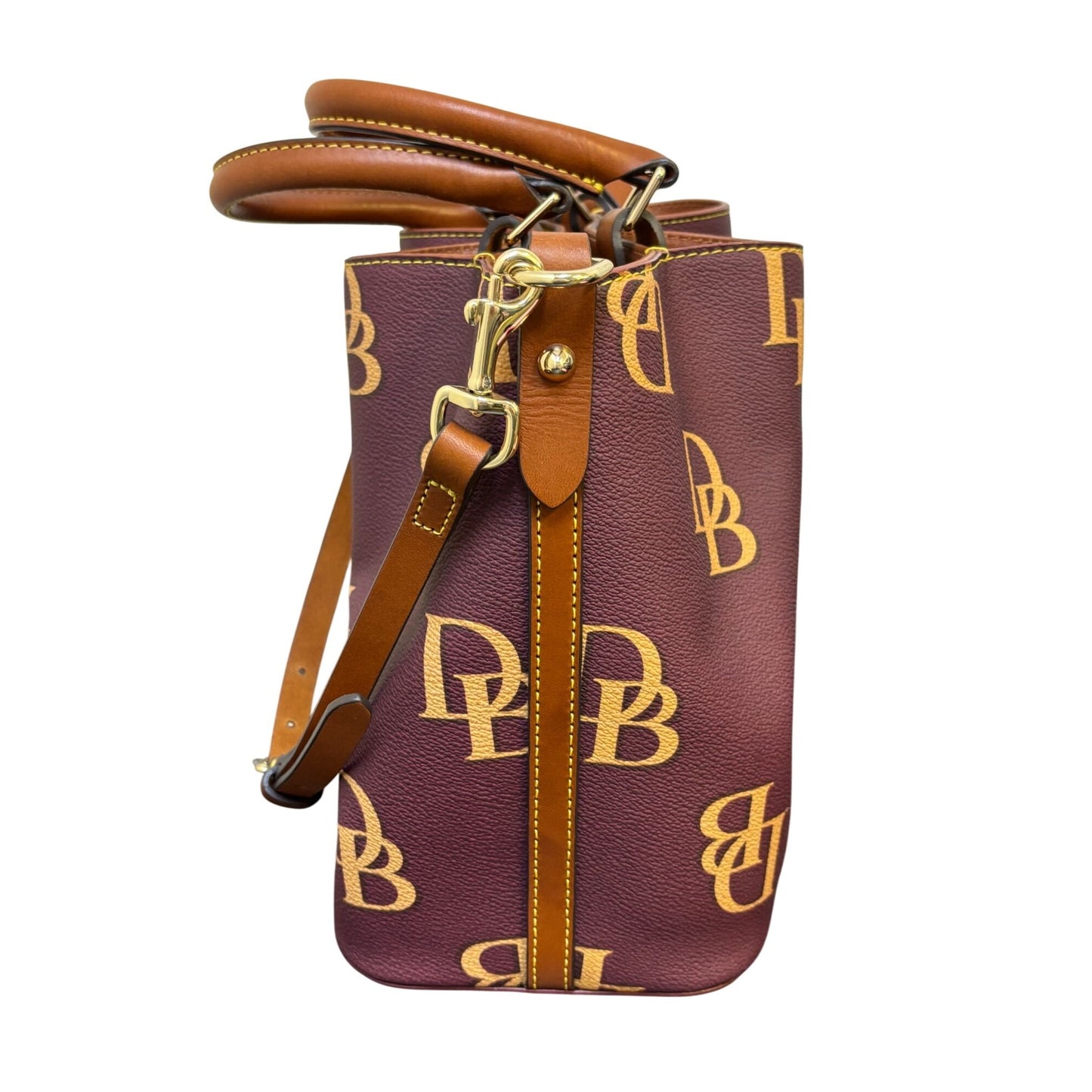 Dooney & Bourke Monogram Burgundy Leather Shoulder Bag With Adjustable Strap