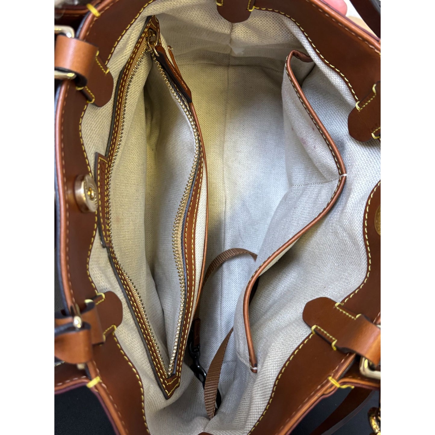 Dooney & Bourke Monogram Burgundy Leather Shoulder Bag With Adjustable Strap