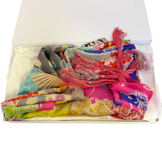Johnny Was Fuji Scarf Multicolor Floral Print With Tassel Details