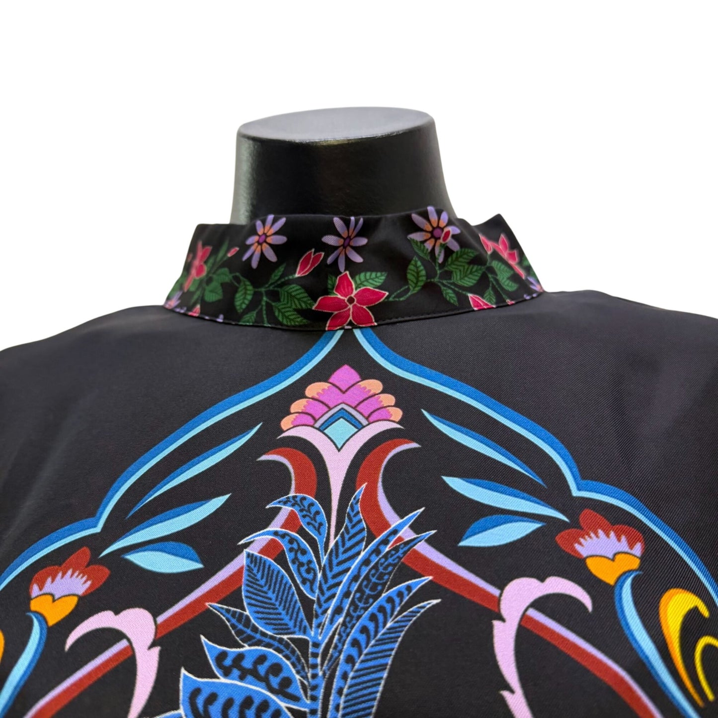 Jade Black Floral High-Neck Long-Sleeve Dress Multi-Color L