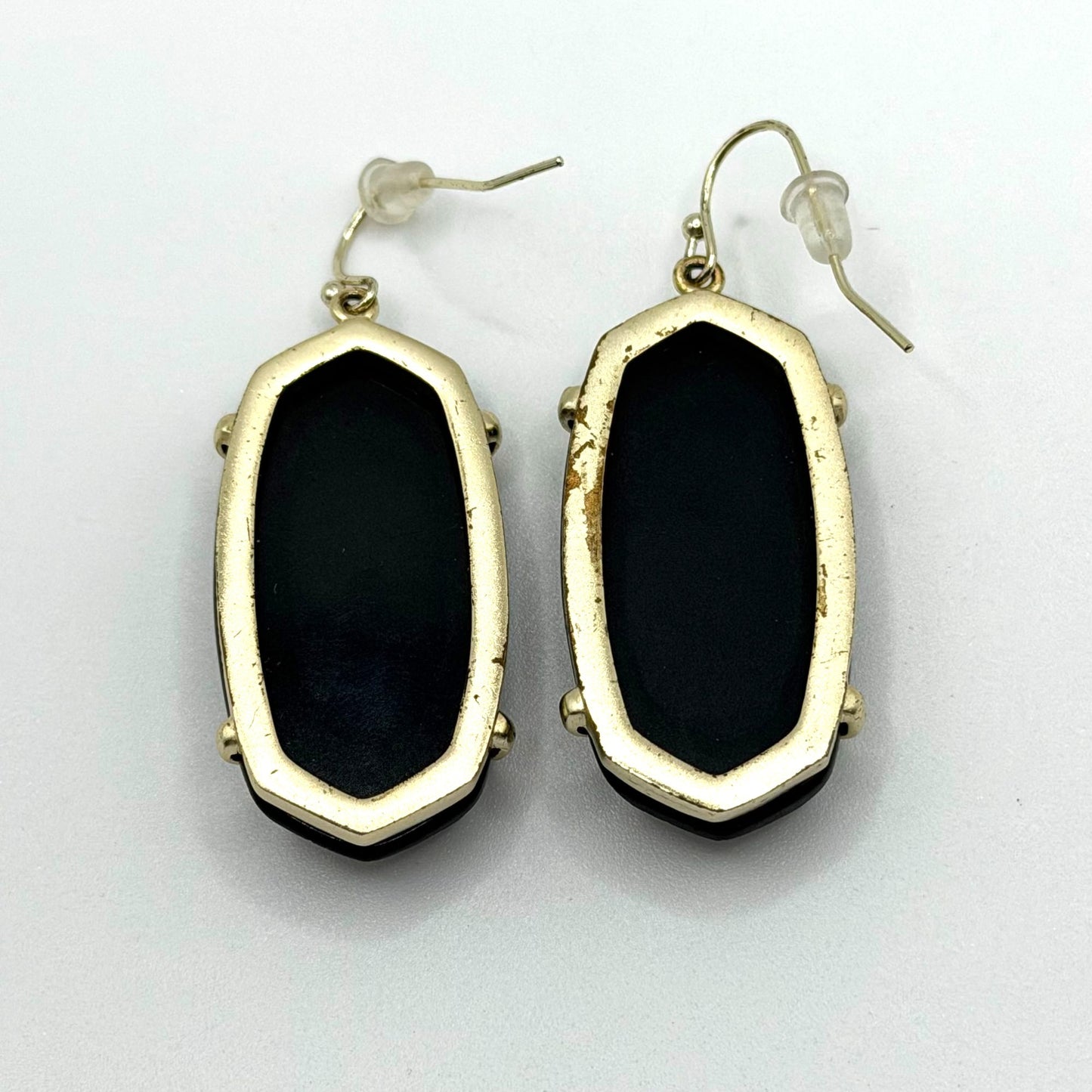 Kendra Scott Black Faceted Drop Earrings Gold-Tone Frame