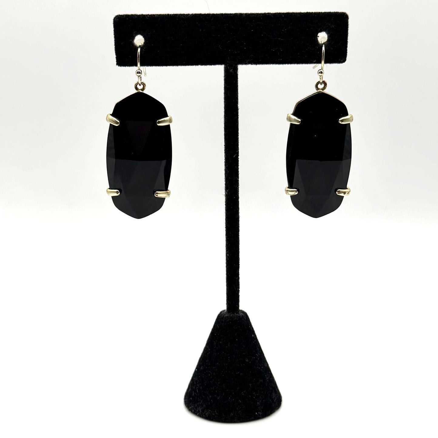 Kendra Scott Black Faceted Drop Earrings Gold-Tone Frame