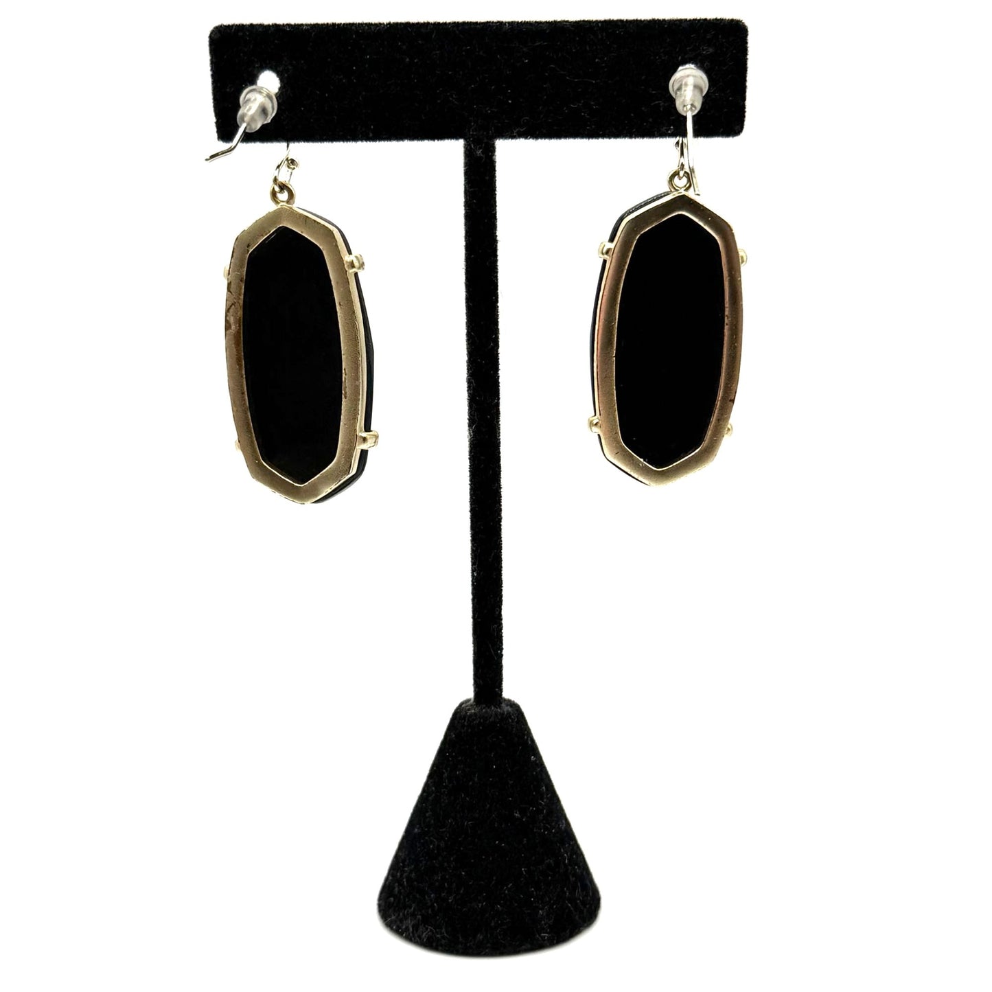 Kendra Scott Black Faceted Drop Earrings Gold-Tone Frame