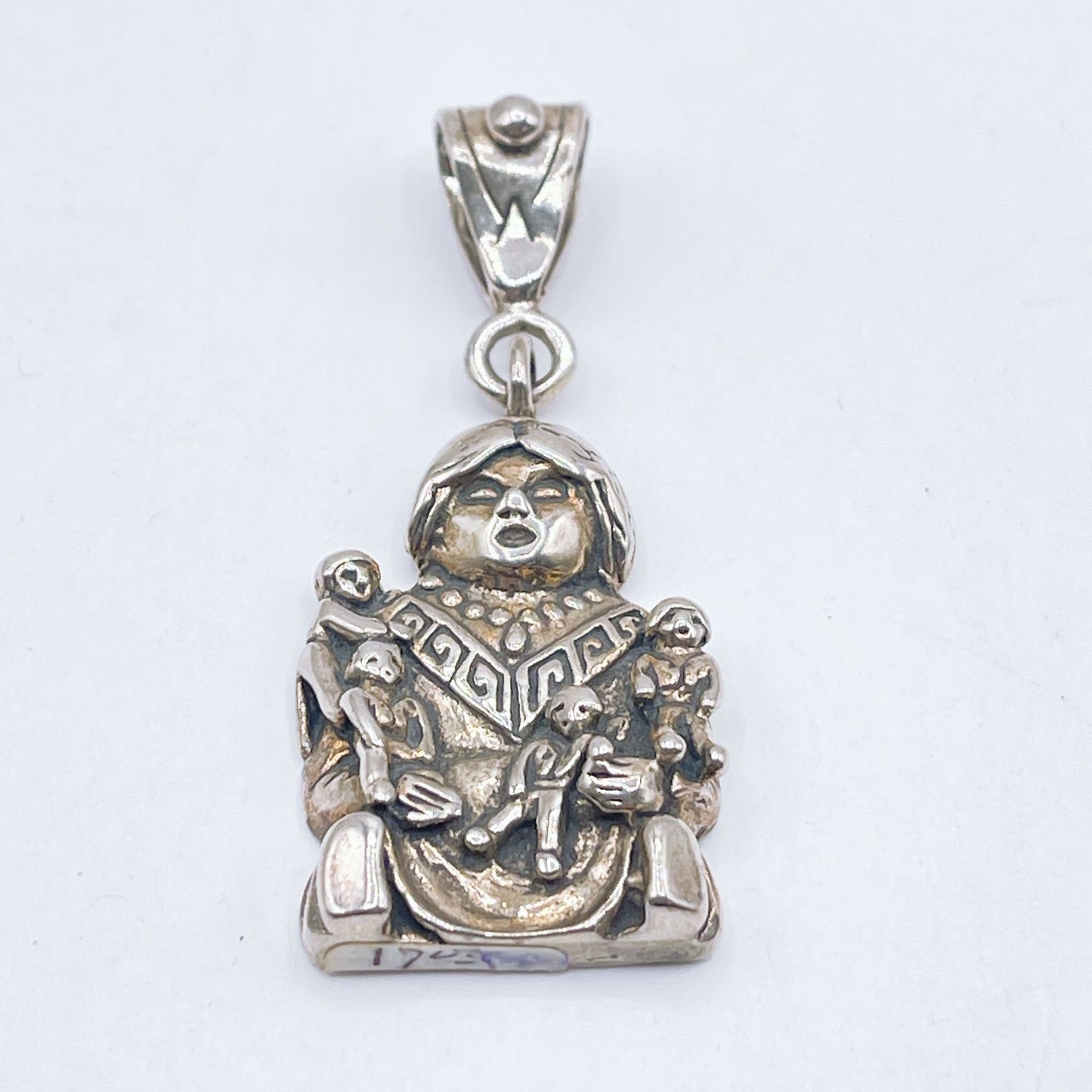 Native American Storyteller Sterling Silver Pendant With Intricate Detailing