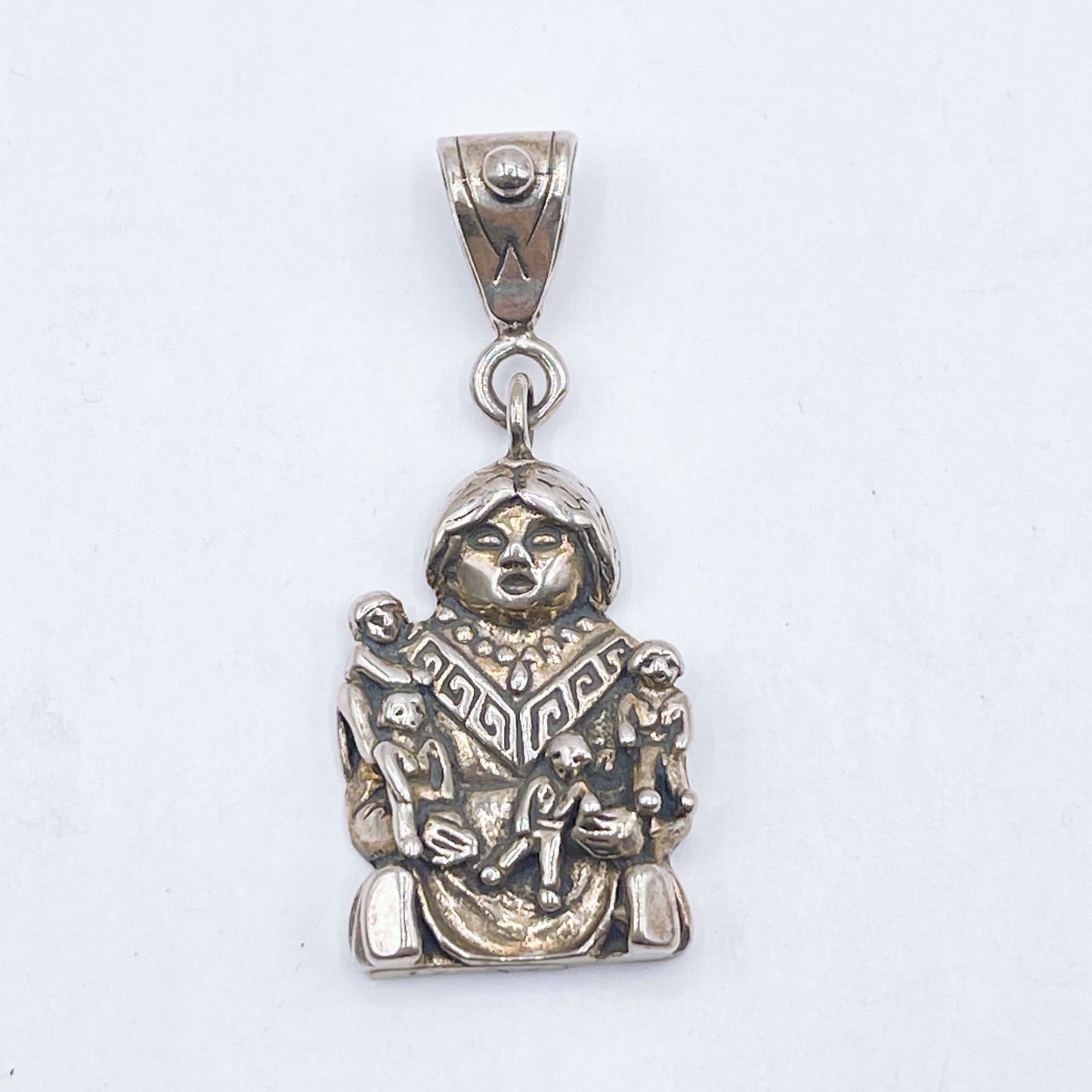Native American Storyteller Sterling Silver Pendant With Intricate Detailing