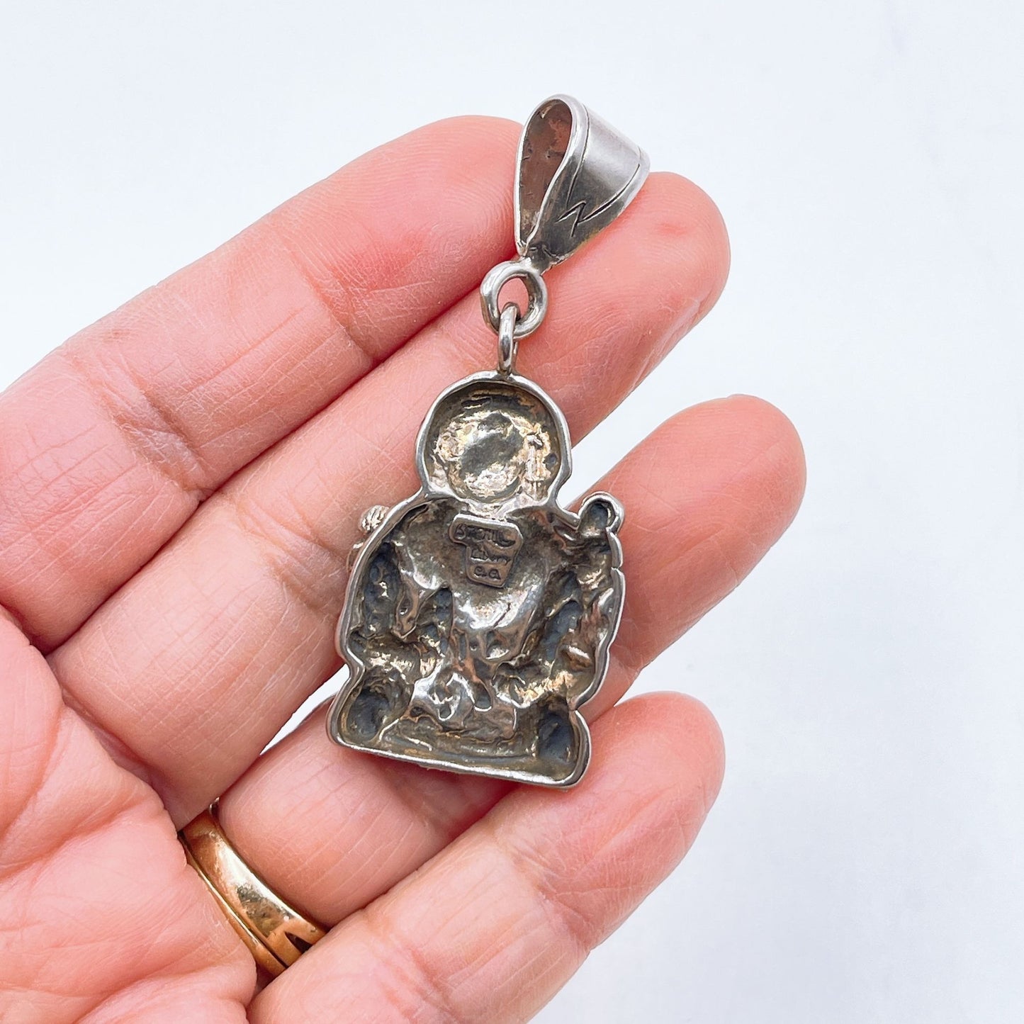 Native American Storyteller Sterling Silver Pendant With Intricate Detailing