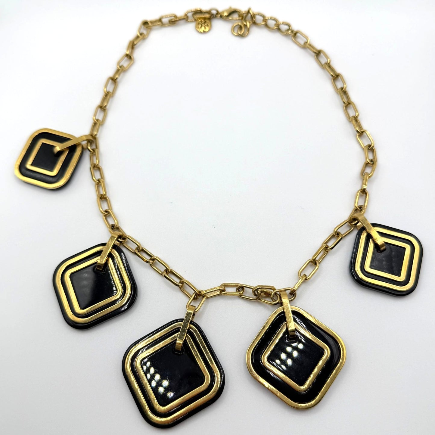 Tory Burch Gold Tone & 5 Black Pendant Necklace