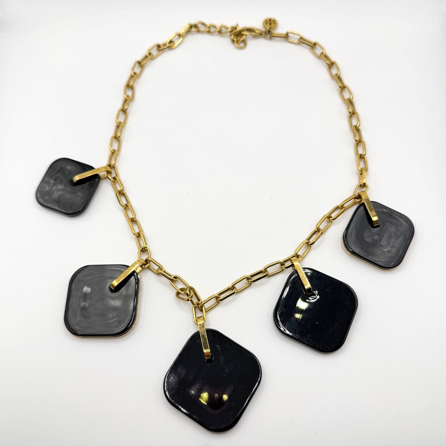 Tory Burch Gold Tone & 5 Black Pendant Necklace