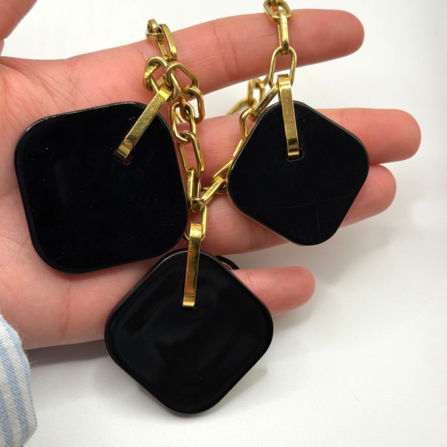 Tory Burch Gold Tone & 5 Black Pendant Necklace