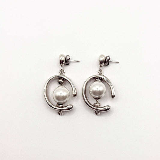 UNOde50 Sterling Silver Clad Metal & Cultivated Pearl Dangle Earrings