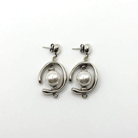 UNOde50 Sterling Silver Clad Metal & Cultivated Pearl Dangle Earrings