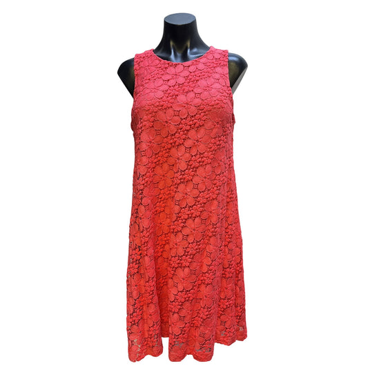 Karl Lagerfeld Coral Floral Lace Sleeveless A-Line Dress Size 10