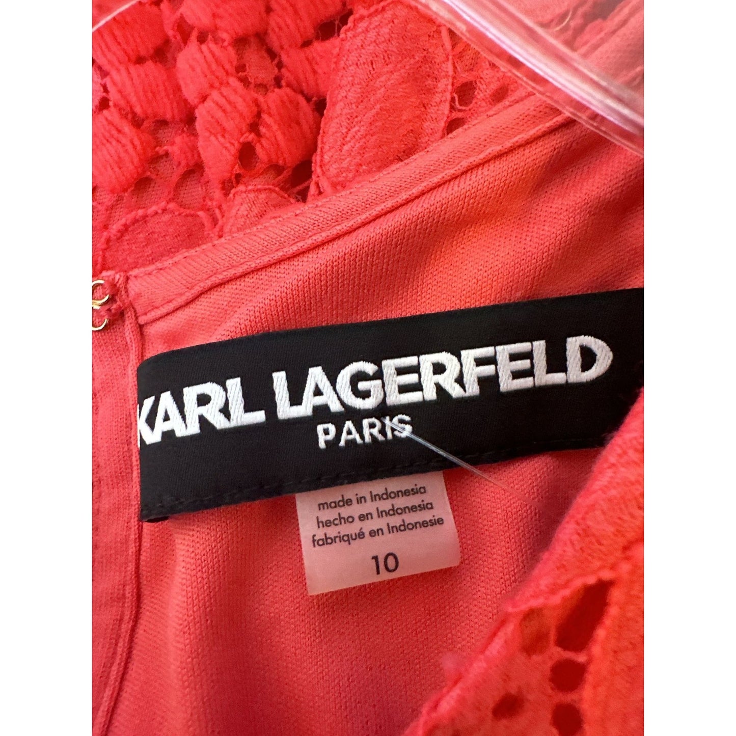 Karl Lagerfeld Coral Floral Lace Sleeveless A-Line Dress Size 10