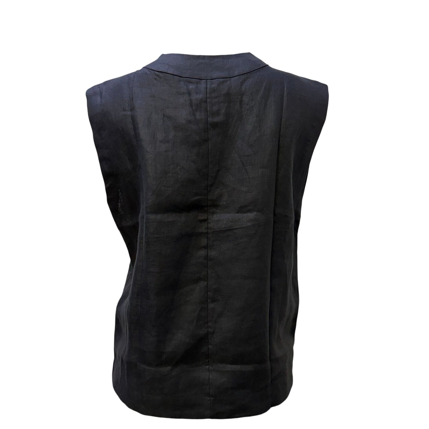 NWT Banana Republic Black Linen Sleeveless Blouse V-Neck  XS